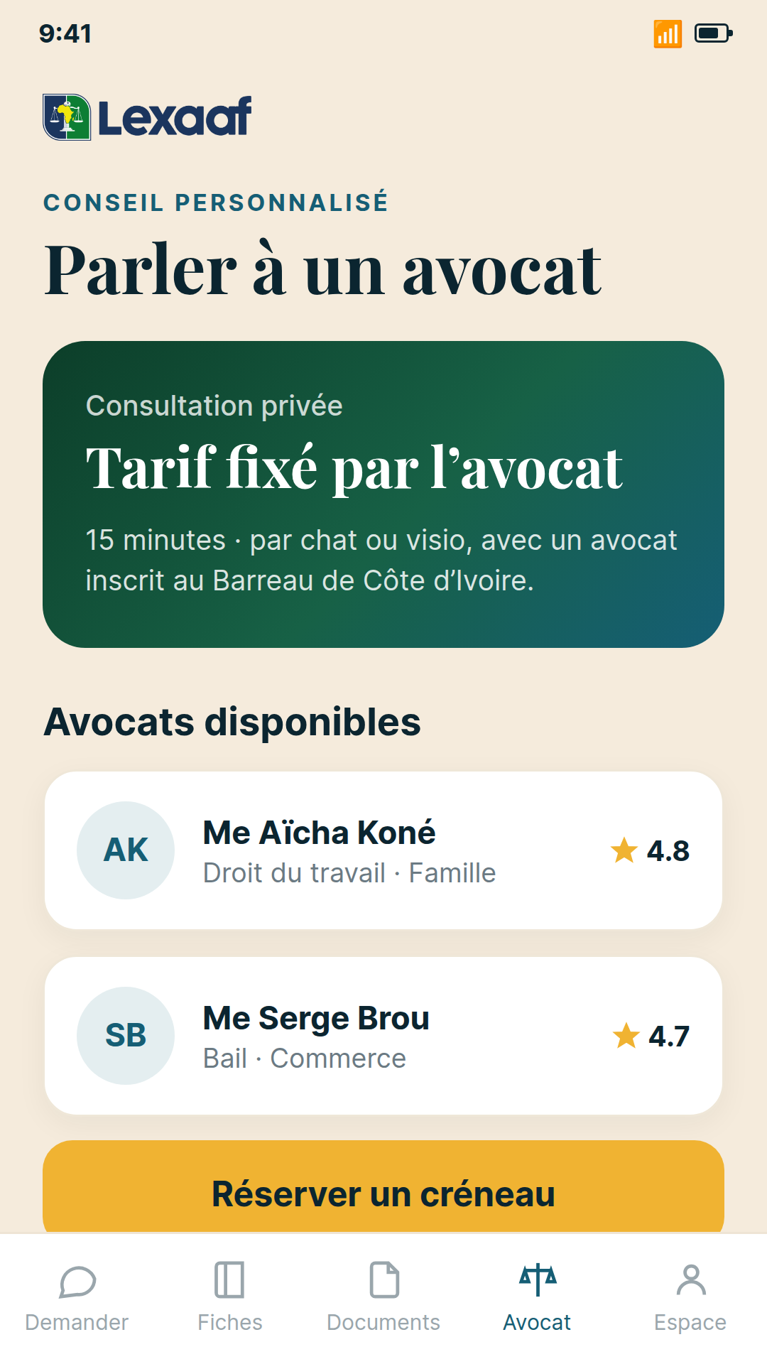 Parler à un avocat sur Lexaaf